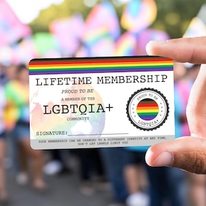LGBTQIA+ Pride Lifetime Membership Card, Queer Identity Wallet Card image 1