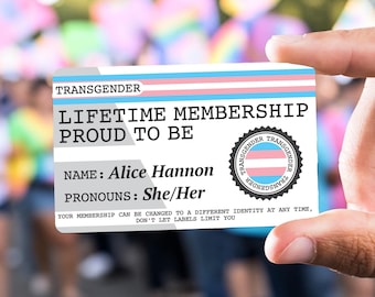 TRANSGENDER Lifetime Membership Proud To Be Collection Card - Gay Pride Card - LGBT Identity Card -  perfect rainbow community gift