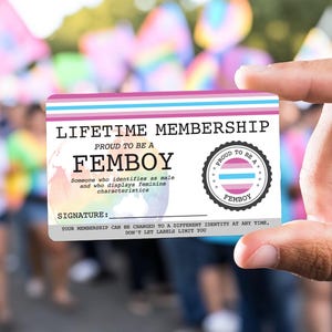 FEMBOY-lidmaatschapskaart voor het leven - Gay Pride-kaart - LGBT-identiteitskaart - perfect cadeau voor regenbooggemeenschap
