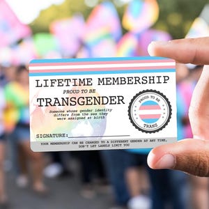 TRANSGENDER-lidmaatschapskaart voor het leven - Gay Pride-kaart - LGBT-identiteitskaart - perfect cadeau voor regenbooggemeenschap