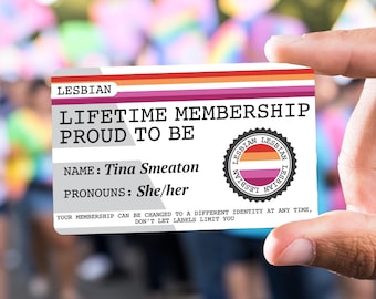 LESBIAN COMMUNITY Lifetime Membership Proud To Be Collection Card - Gay Pride Card - LGBT Identity Card -  perfect rainbow community gift