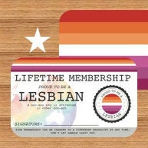 N0N-MAN LESBIAN Lifetime Membership Card - Gay Pride Card - LGBT Identity Card -  perfect rainbow community gift