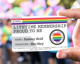 QUEER Gilbert Baker Lifetime Membership Proud To Be Collection Card - Gay Pride Card - LGBT Identity Card -  perfect rainbow community gift