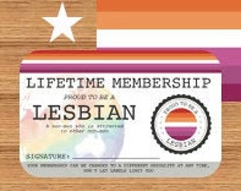N0N-MAN LESBIAN Lifetime Membership Card - Gay Pride Card - LGBT Identity Card -  perfect rainbow community gift