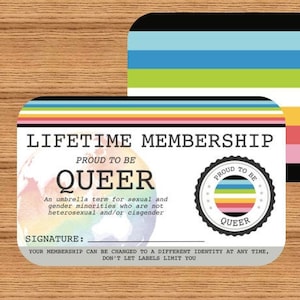 NEW QUEER Flag Lifetime Membership Card - Gay Pride Card - LGBT Identity Card -  perfect rainbow community gift