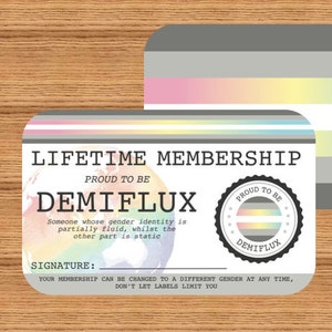 Carte de membre à vie DEMIFLUX - Carte de la fierté gaie - Carte d'identité LGBT - Cadeau idéal pour la communauté arc-en-ciel