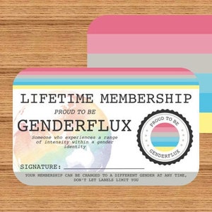 Carte de membre à vie GENDERFLUX - Carte de la fierté gaie - Carte d'identité LGBT - Cadeau idéal pour la communauté arc-en-ciel