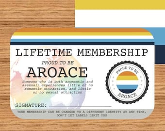 AROACE Lifetime Membership Card - Gay Pride Card - LGBT Identity Card -  perfect rainbow community gift