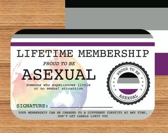 ASEXUAL Lifetime Membership Card - Gay Pride Card - LGBT Identity Card -  perfect rainbow community gift