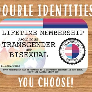 Double Identity LGBTQIA+ Lifetime Membership Card - Gay Pride Card - LGBT Identity Card -  perfect rainbow community gift