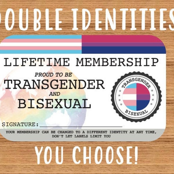 Double Identity LGBTQIA+ Lifetime Membership Card - Gay Pride Card - LGBT Identity Card -  perfect rainbow community gift