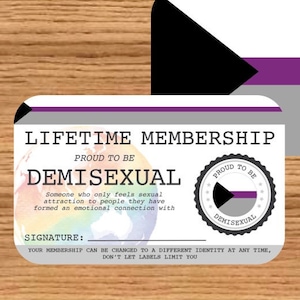DEMISEXUAL Lifetime Membership Card - Gay Pride Card - LGBT Identity Card -  perfect rainbow community gift