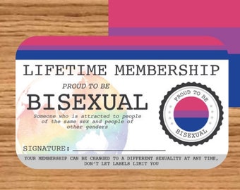 BISEXUAL Gay Pride identity card - Lifetime Membership Card -  LGBT Identity Card -  unique gift for the  rainbow community