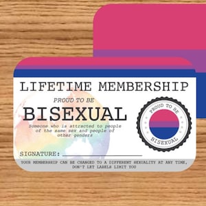 BISEXUAL Gay Pride identity card - Lifetime Membership Card -  LGBT Identity Card -  unique gift for the  rainbow community