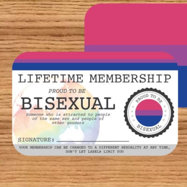Carte d'identité BISEXUAL Gay Pride - Carte de membre à vie - Carte d'identité LGBT - cadeau unique pour la communauté arc-en-ciel