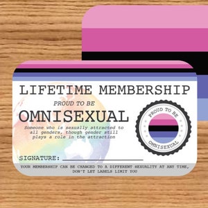 Carte de membre à vie OMNISEXUAL - Carte de la fierté gaie - Carte d'identité LGBT - Cadeau parfait pour la communauté arc-en-ciel