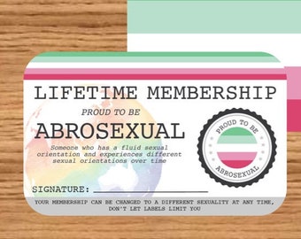 Cartão de Membro Vitalício ABROSEXUAL - Cartão do Orgulho Gay - Cartão de Identidade LGBT - presente perfeito para a comunidade arco-íris