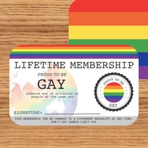 GAY Lifetime Membership Card Gay Pride Card LGBT Identity Card perfect rainbow community gift image 1