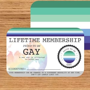 GAY Lifetime Membership Card (blue) - Gay Pride Card - LGBT Identity Card -  perfect rainbow community gift