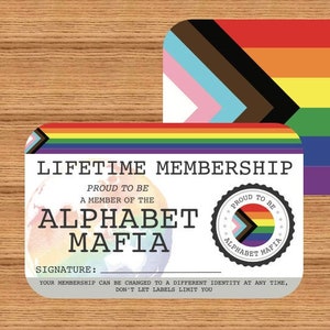 ALPHABET MAFIA Lifetime Membership Card - Gay Pride Card - LGBT Identity Card -  perfect rainbow community gift