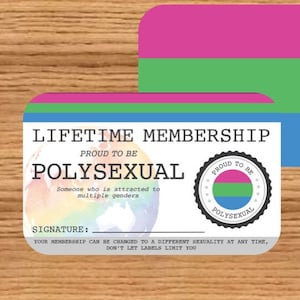Carte de membre à vie POLYSEXUELLE - Carte de la fierté gaie - Carte d'identité LGBT - Cadeau parfait pour la communauté arc-en-ciel