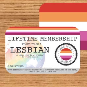 LESBIAN Lifetime Membership Card (pink) - Gay Pride Card - LGBT Identity Card - Femme Lesbian - perfect rainbow community gift