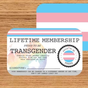 TRANSGENDER Lifetime Membership Card - Gay Pride Card - LGBT Identity Card -  perfect rainbow community gift