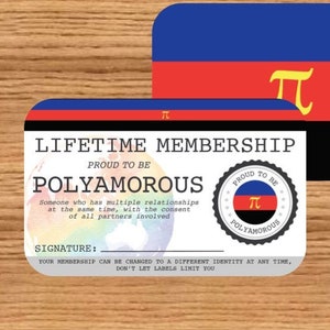 POLYAMOROUS Lifetime Membership Card - Gay Pride Card - LGBT Identity Card -  perfect rainbow community gift