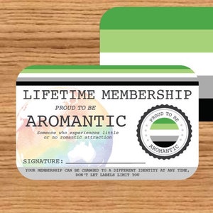 AROMANTIC Lifetime Membership Card - Gay Pride Card - LGBT Identity Card -  perfect rainbow community gift