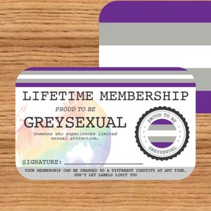 Carte de membre à vie GREYSEXUAL - Carte de la fierté gaie - Carte d'identité LGBT - Cadeau parfait pour la communauté arc-en-ciel