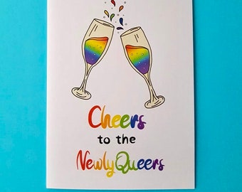 Cheers to the Newly Queers LGBTQ Wedding Greeting Card