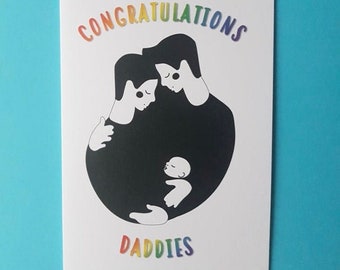 Congratulations Daddies LGBTQ Greeting Card, Gay Dads Celebration Card