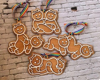 Naughty Lesbian Gingerbread Cookie -  LGBT Christmas Tree Decoration - Samesex Couple -  Lesbian Christmas Tree Ornament - Xmas LGBT - Pride