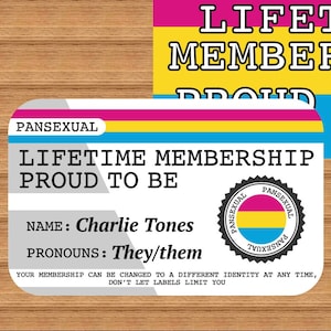 Carte de membre à vie PANSEXUAL Fier d'être - Carte de la fierté gaie - Carte d'identité LGBT - Cadeau parfait pour la communauté arc-en-ciel