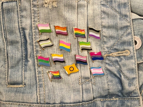 FLYING LGBT FLAGS rectangle enamel pin small - brooch - label pin - gift - Pride