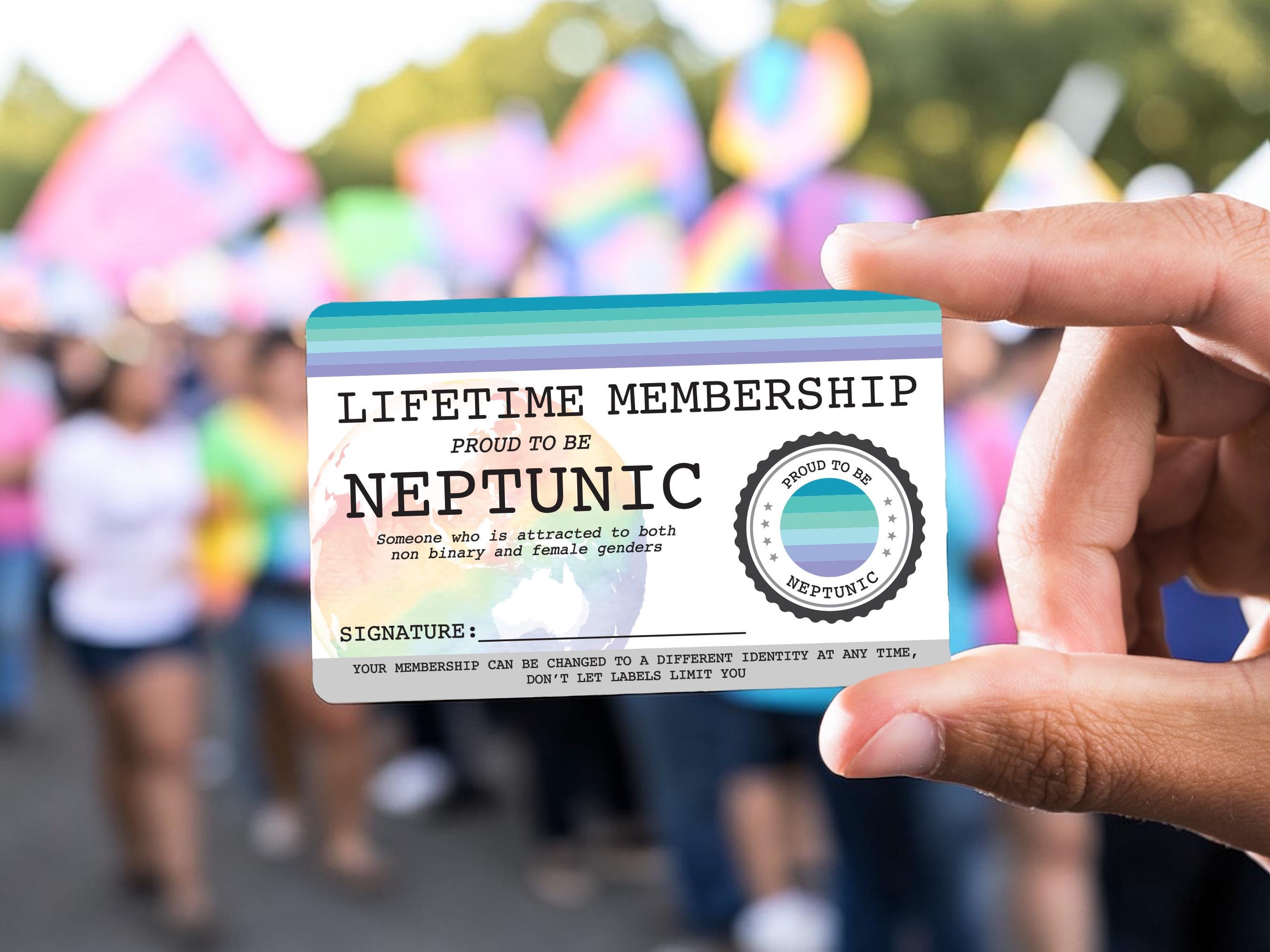 Neptunic Pride Lifetime Membership Card, LGBTQ Identity Wallet