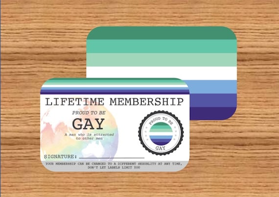GAY Lifetime Membership Card (blue) - Gay Pride Card - LGBT Identity Card -  perfect rainbow community gift