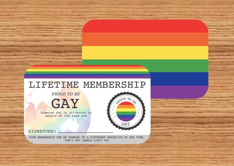 GAY Lifetime Membership Card Gay Pride Card LGBT Identity Card perfect rainbow community gift image 1
