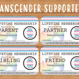 TRANSGENDER Stolzer Elternteil/Partner/Geschwister/Freund auf Lebenszeit Gay Pride - LGBT Personalausweis - perfektes Regenbogen Gemeinschaftsgeschenk