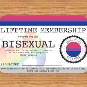 BISEXUAL Gay Pride identity card Lifetime Membership Card LGBT Identity Card unique gift for the rainbow community image 3