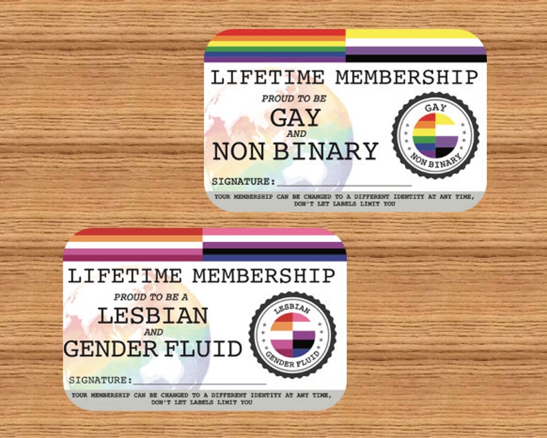 Double Identity LGBTQIA Lifetime Membership Card Gay Pride Card LGBT Identity Card perfect rainbow community gift image 3