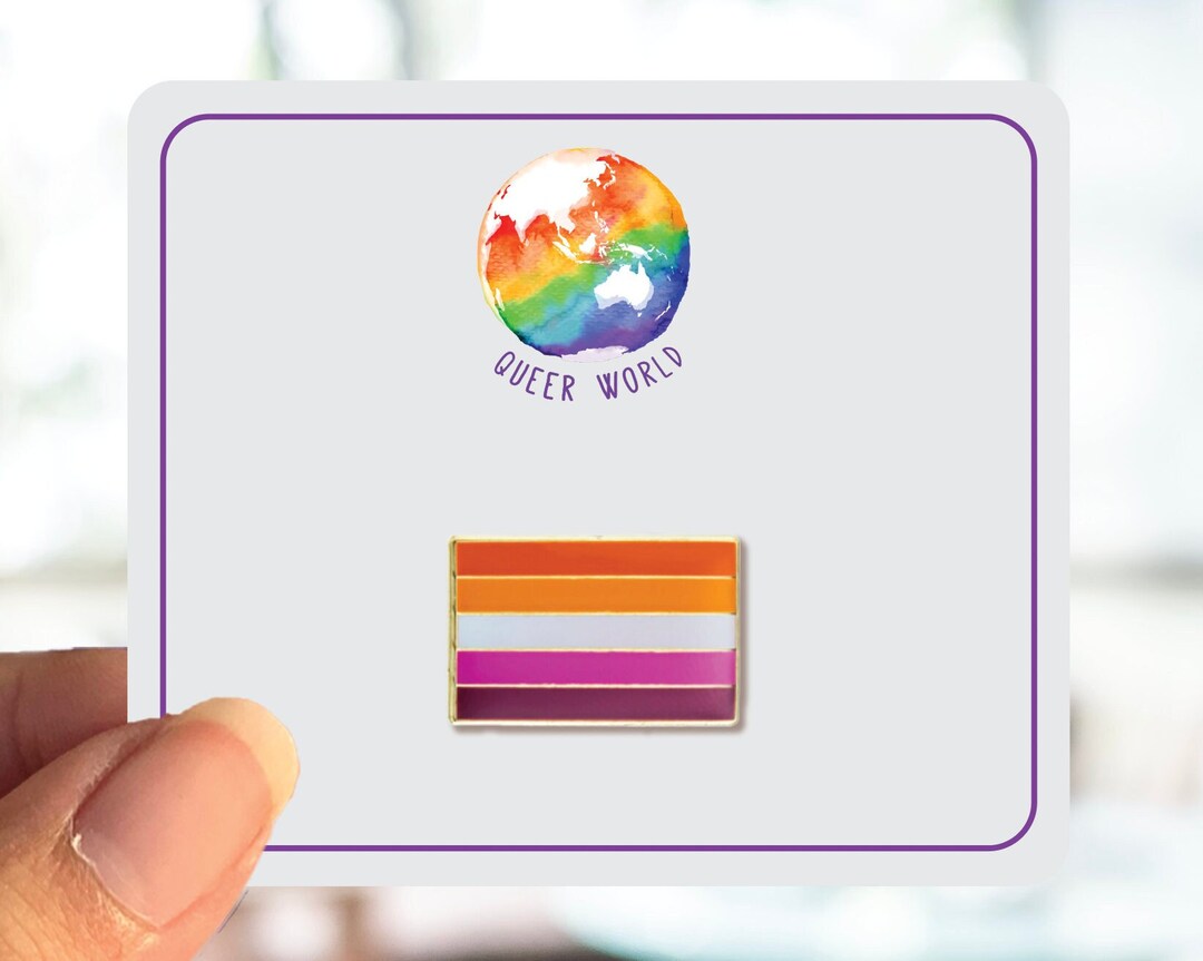 LESBIAN Community 5 Stripe Rectangle Enamel Pin Small - Brooch - Label ...