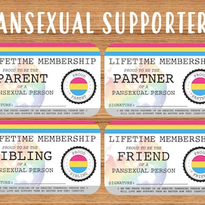 PANSEXUAL Proud Parent/Partner/Sibling/Friend Lifetime Membership - Gay Pride Card - LGBT Identity Card -  perfect rainbow community gift