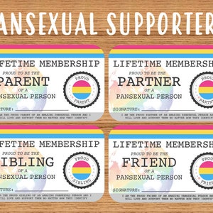 PANSEXUAL Proud Parent/Partner/Sibling/Friend Lifetime Membership - Gay Pride Card - LGBT Identity Card -  perfect rainbow community gift