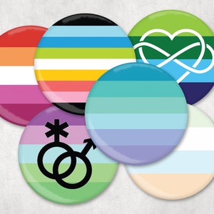 Badges LGBTQIA+ avec épingle au dos - 32 mm - 1-1/4" - alphabet G-U - CUSTOM FAIT