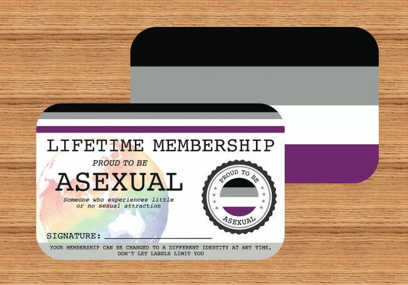 ASEXUAL Lifetime Membership Card - Gay Pride Card - LGBT Identity Card -  perfect rainbow community gift 