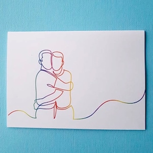 Rainbow Couple Silhouette  - Greetings Card