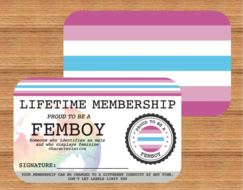 FEMBOY Lifetime Membership Card Gay Pride Card LGBT Identity Card perfect rainbow community gift image 1