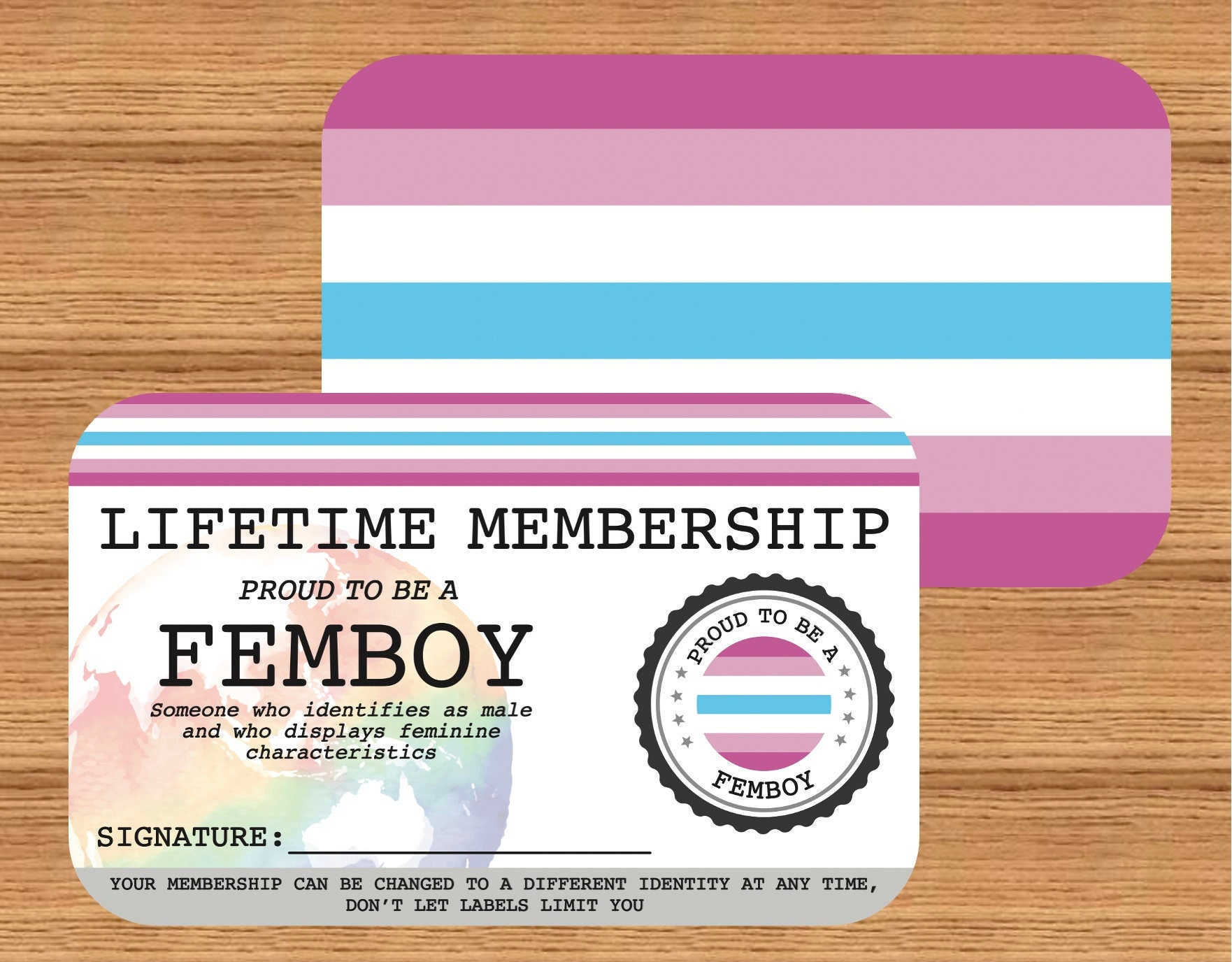 FEMBOY Lifetime Membership Card Gay Pride Card LGBT Identity Card Perfect  Rainbow Community Gift - Etsy