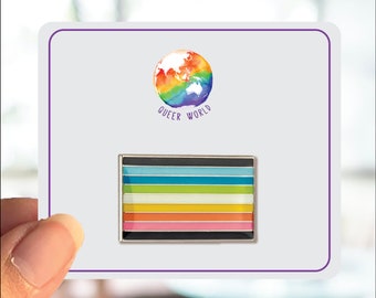 QUEER 2020 Flag rectangle enamel pin - brooch - label pin - LGBT gift - Pride